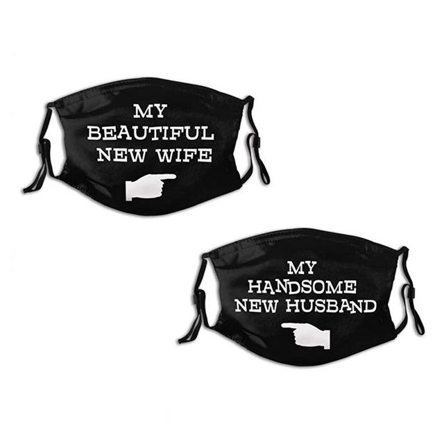 Gold Mrs Couple Face Mask Fashion Dustproof Breathable Reusable Scarf Adjustable Washable Bandana
