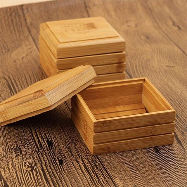 2-Pack Wood Soap Dish with Lid Wooden Soap Case Holder Wood Bathroom Shower Soap Tray Containers Soap Box Storage Holder Plat Bathtub Shower Dish