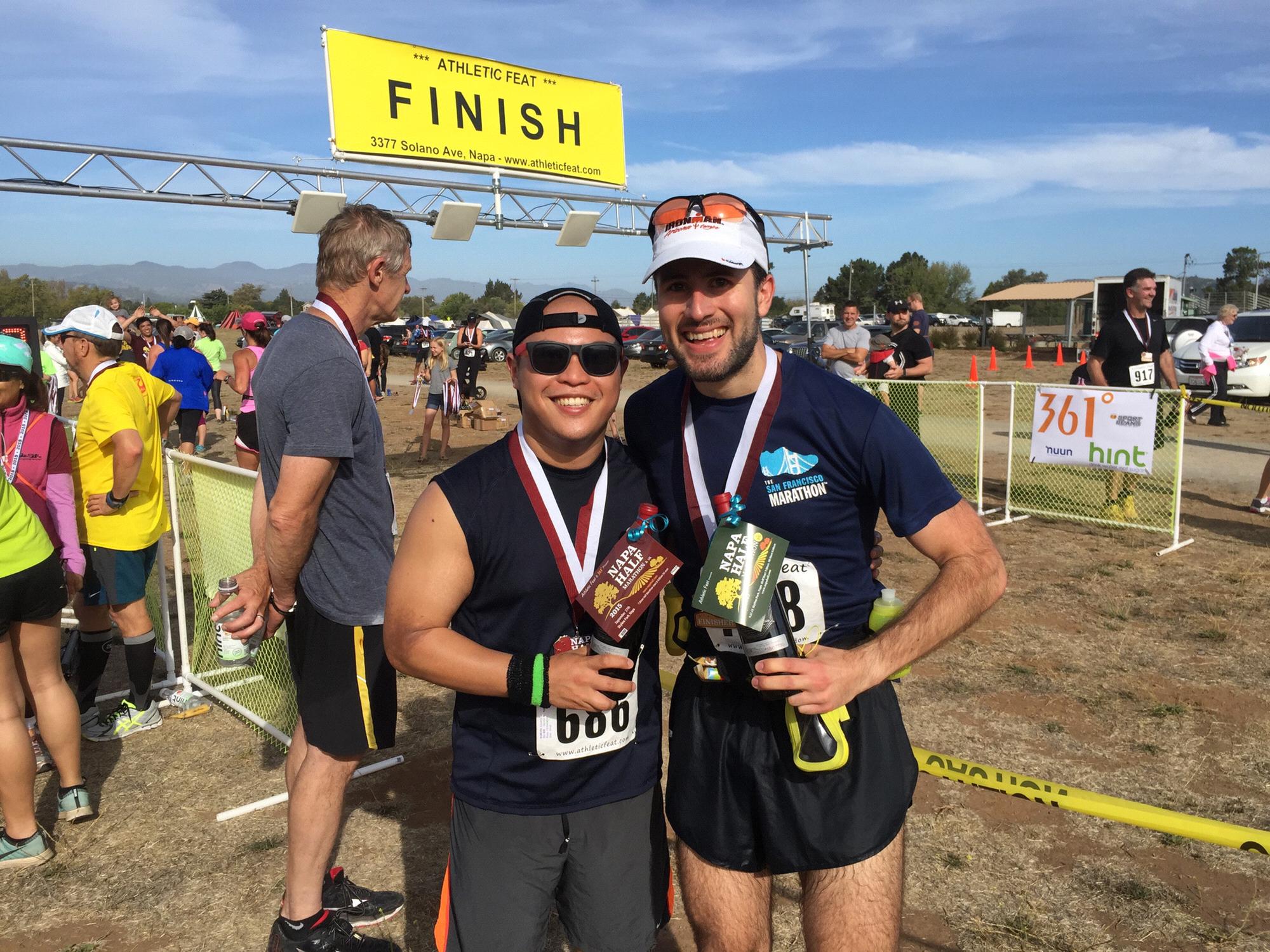 At the finish line with our finish wine!