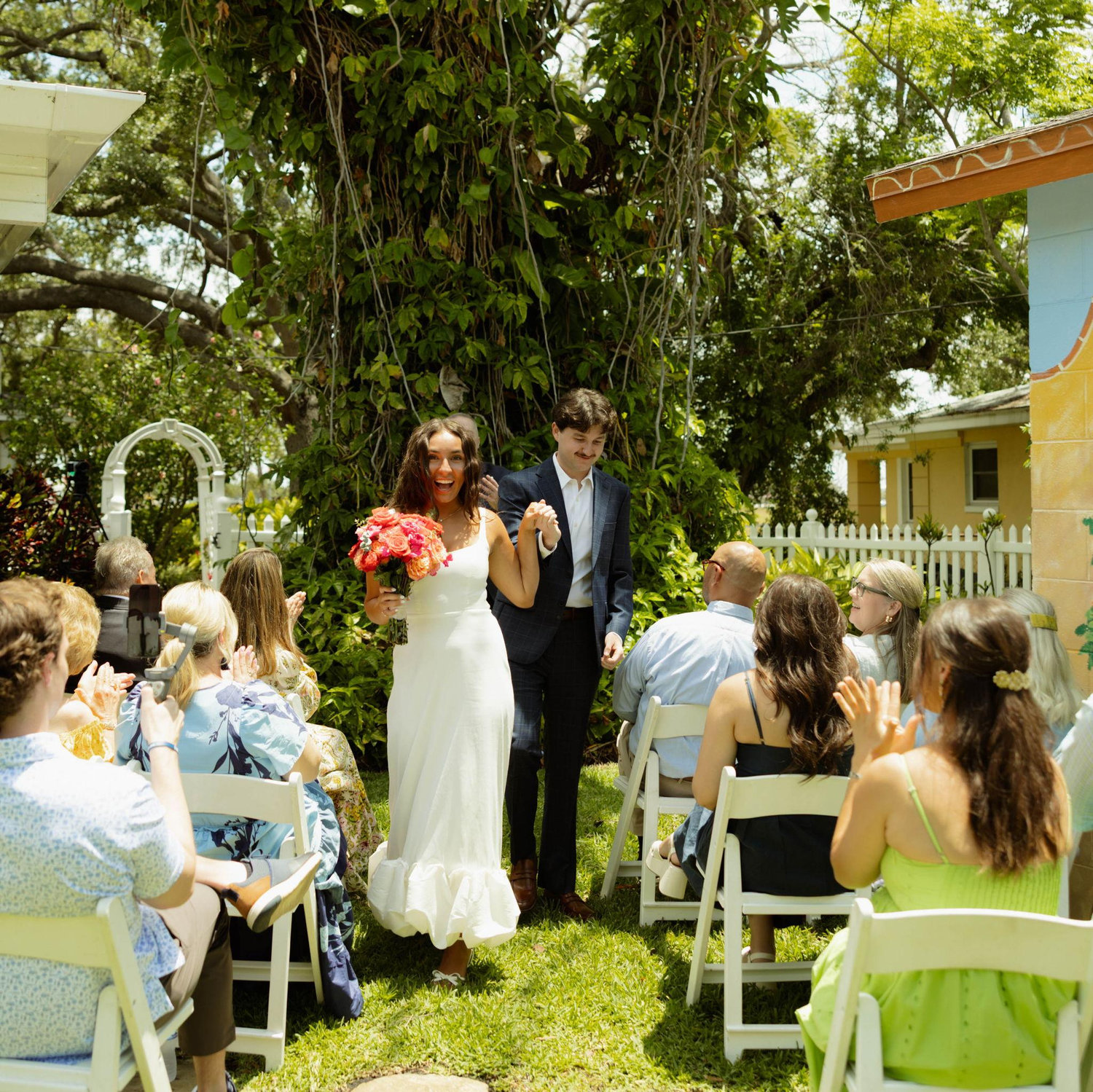 Running back down the isle after getting married!!