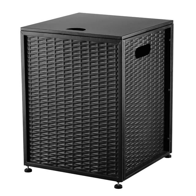Cecarol Propane Tank Cover Table Hideaway Table for Gas Fire Pits for 20 lbs Propane Tank Outdoor Gas Tank Storage Side Table for Gas Fire Pit Gas Grill Griddle Propane Stoves(Black)