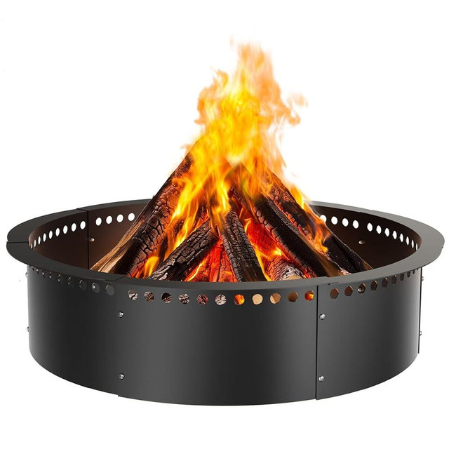 Smokeless Fire Pit Ring, 52-Inch Outer/48-Inch Inner Heavy Duty Large Solid Metal Steel Flower Shape Firepit Rim Insert for Outside Wood Burning, DIY Campfire Ring
