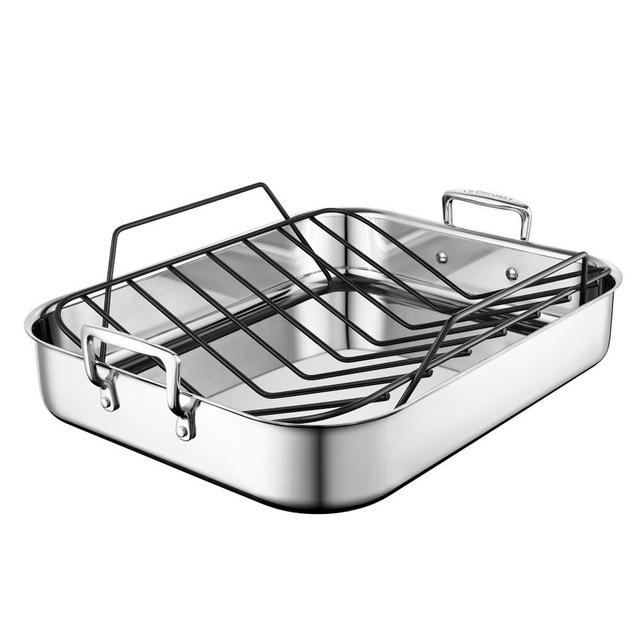 Le Creuset Stainless-Steel Roasting Pan with Nonstick Rack, Large