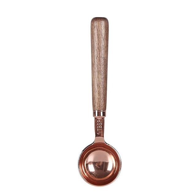 KKC HOME ACCENTS Coffee Scoop 1 tablespoon (1 tbsp) ,Gold ,Coffee Scoop Measuring Spoon,Coffee Scoop with Wooden Handle for Ground Coffee 1 tablespoon