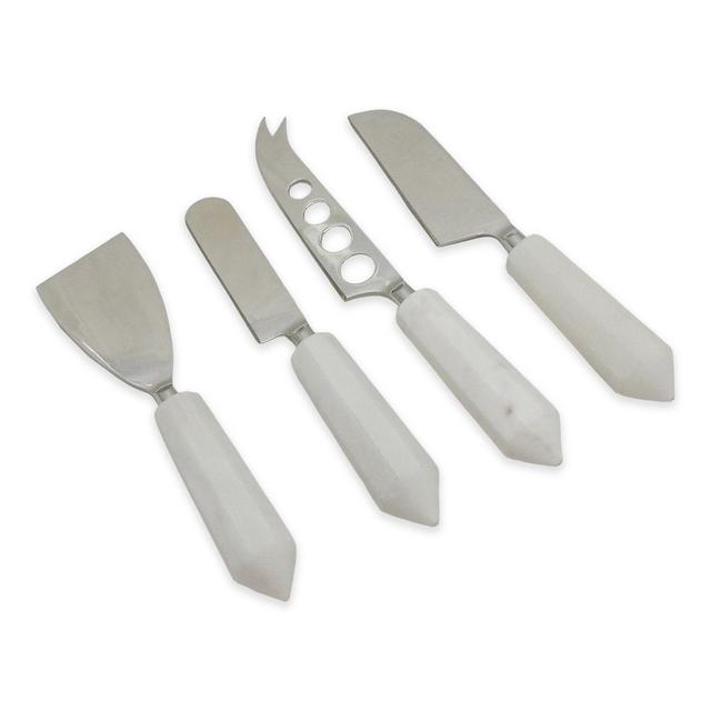 Artisanal Kitchen Supply® 4-Piece Cheese Knife Set with Faceted Marble Handles