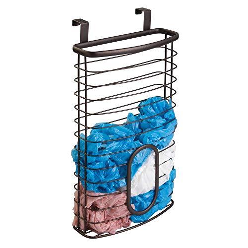 MetroDecor mDesign Over-The-Cabinet Plastic Bag Storage and Grocery Bag Holder, Kitchen Storage - Bronze