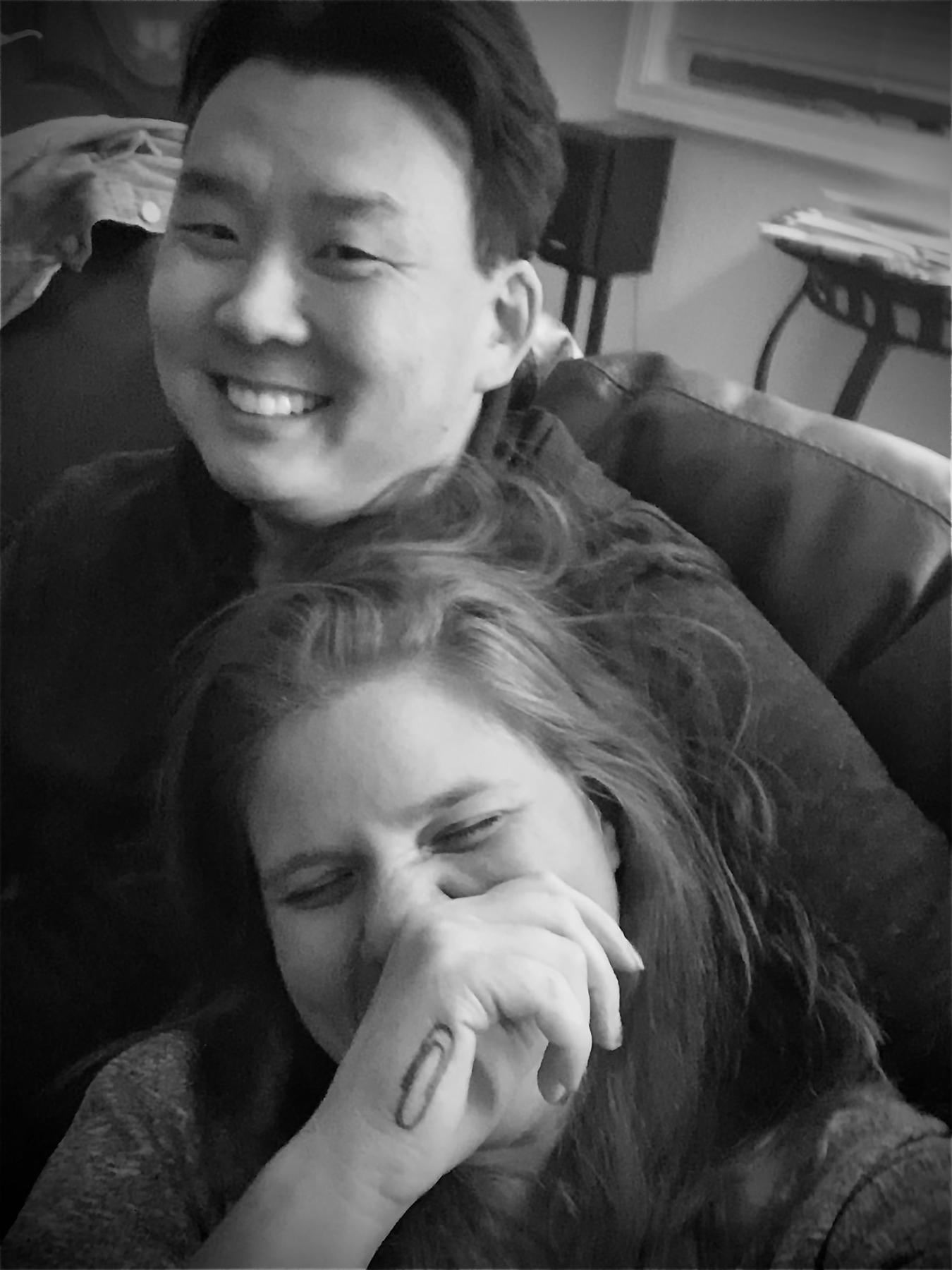 First photo of Shawna and Nick together, she was laughing at his joke.