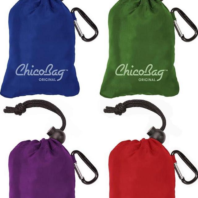 ChicoBag Original Reusable Tote with Carabiner Clip | Compact Reusable Grocery Bags | Eco Friendly (Pack of 4)