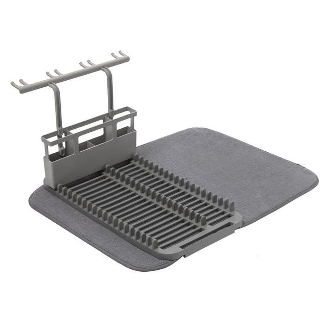 Umbra Udry Dish Rack and Dish Drying Mat, Charcoal
