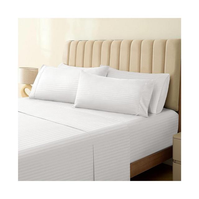 LuxClub King 6 PC Striped Sheets Set Rayon From Bamboo Solid Performance Sheet Set