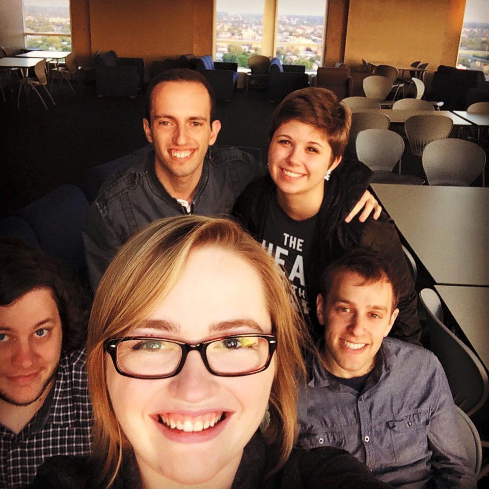 During senior week, the five of us stayed up all night celebrating, and then watched the sunrise together from Harrison College House. One of our favorite memories!