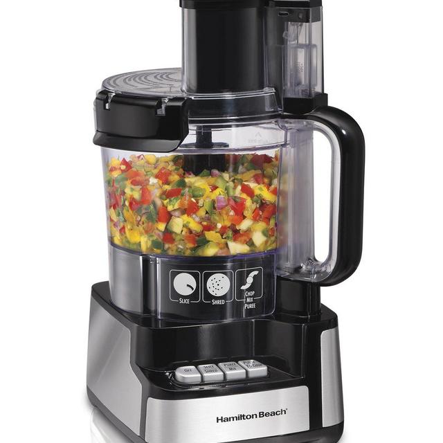 Hamilton Beach 70725A 12-Cup Stack & Snap Food Processor and Vegetable Chopper, Black