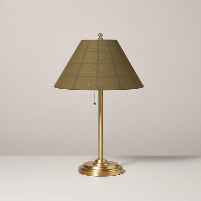 23" Plaid Shade Metal Table Lamp Brass/Green - Hearth & Hand™ with Magnolia