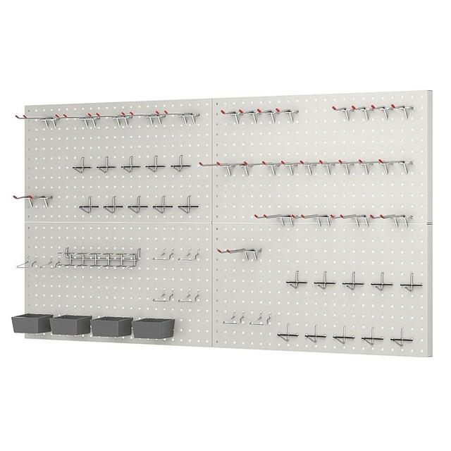 Pegboard Smith 48x24 inch Gray Metal Pegboard Kit for Wall Organization with Hooks, Pegboard Bins, and Utility Tools Storage Board, Efficient Tool Organizer Peg Board