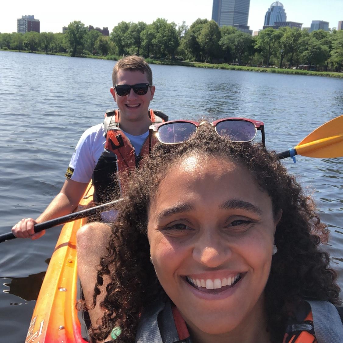 Summer kayaking on the Charles River in Boston