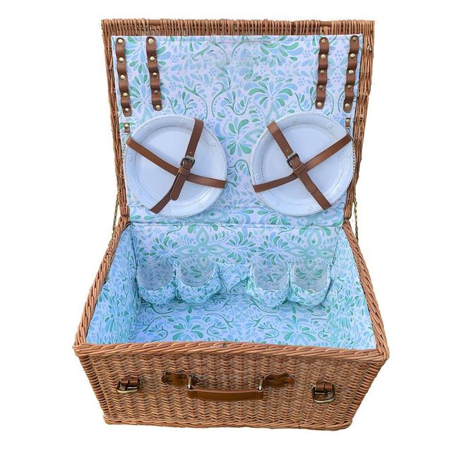 Iberian Sage Picnic Basket Berry & Thread Whitewash Melamine Set