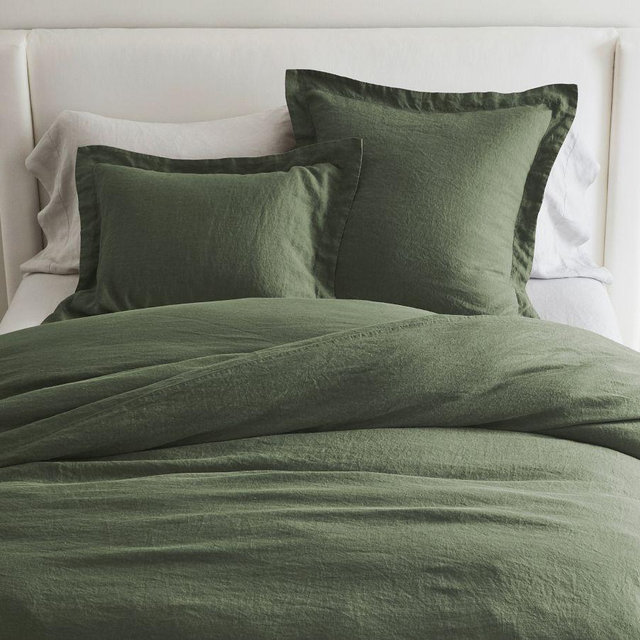 Belgian Flax Linen Duvet, Cypress, Full/Queen
