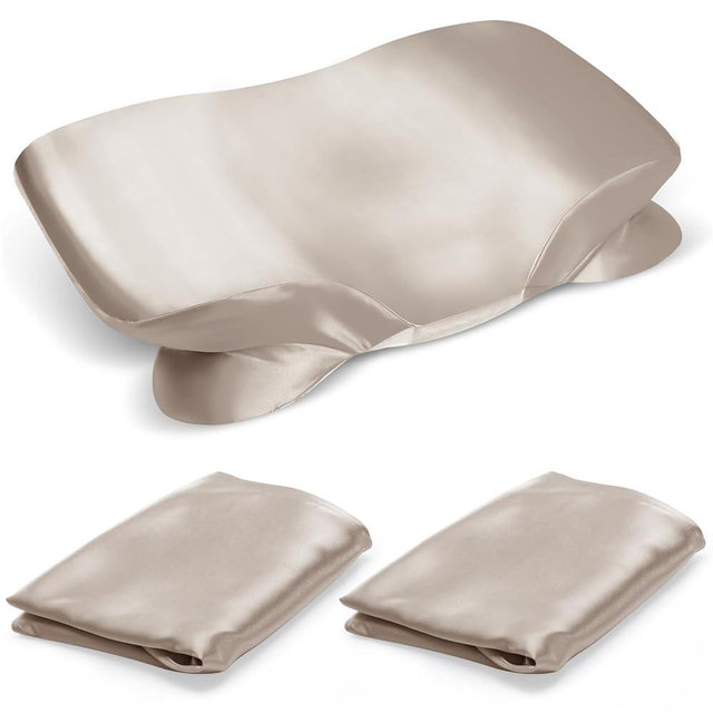 2 Pack Satin Pillowcase for Zelimun Cervical Pillow Only, Contour Pillow Case, Smooth & Soft Pillowcase for Sleeping Pillow, Champange Pillow Cover with Zipper