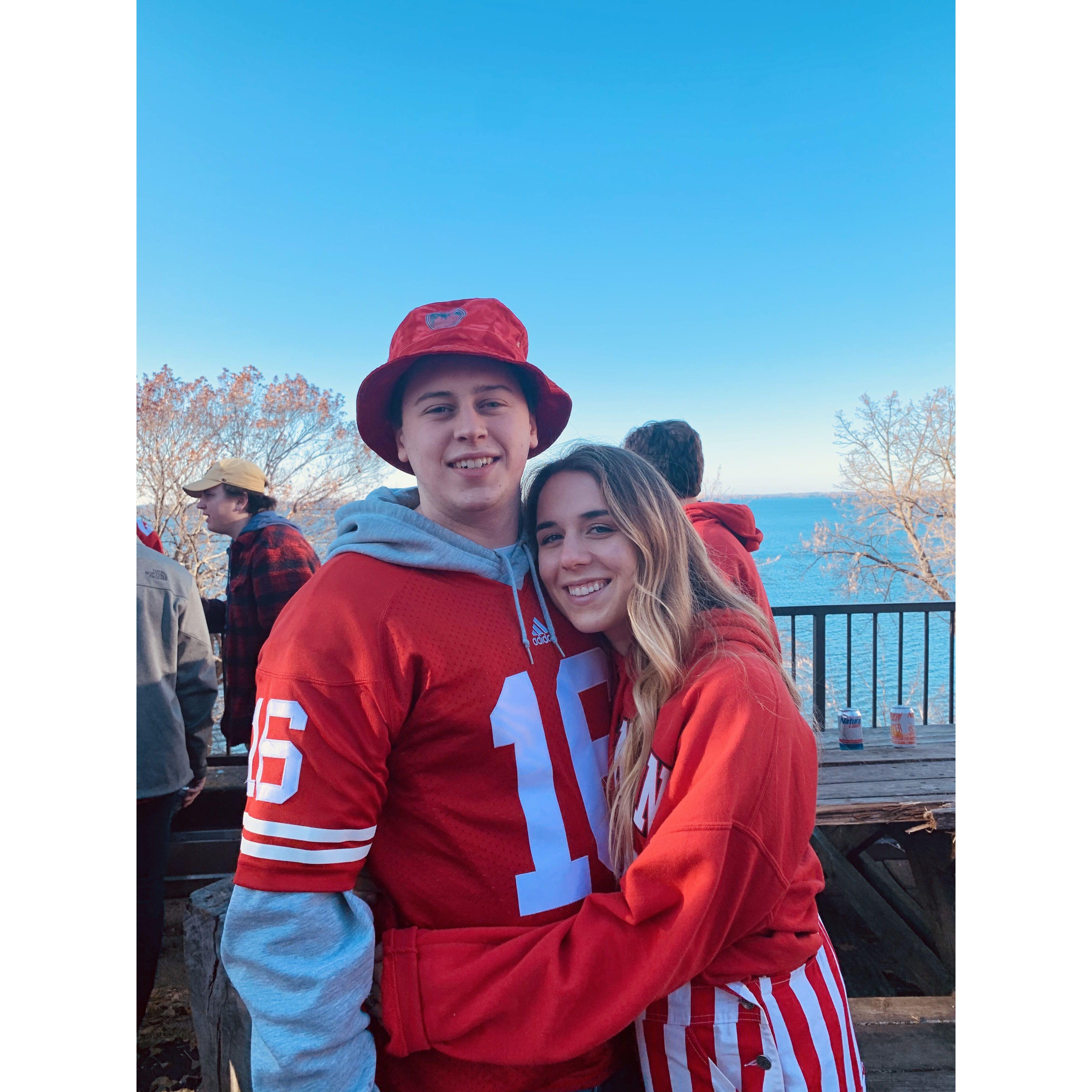 Badger game day in the fall of 2019, during Amelia's Senior year and AJ's 5th year in Madison.