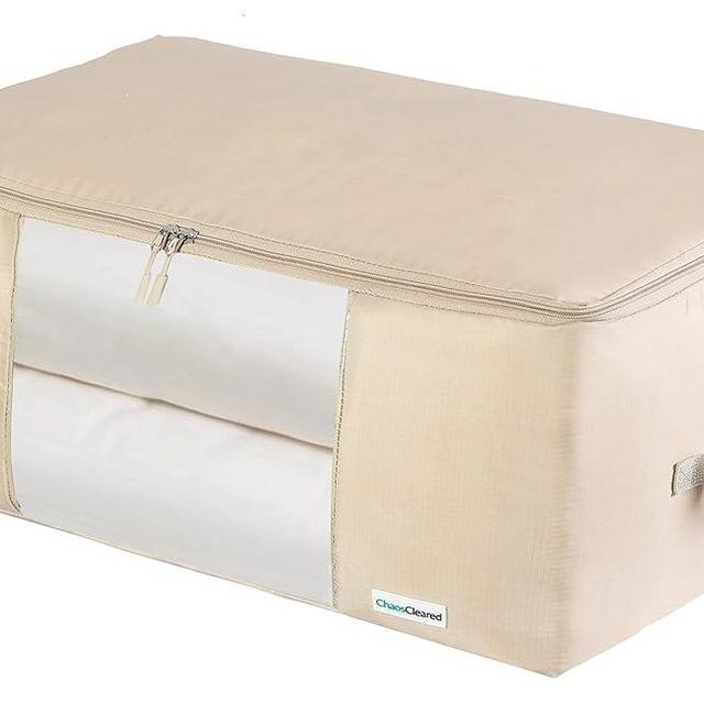 Comforter Storage Bag - Folding Organizer bag for King/Queen Comforters, Pillows, Blankets, Bedding/Quilt, Blanket, Duvet, Mothproof Space Saver; Large Collapsible Organizers, 24"x14"x11"