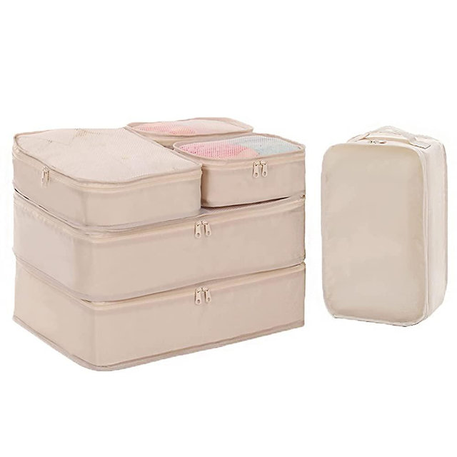 6 Set Packing cubes Travel luggage Organizer Waterproof Mesh Lightweight Suitcase storage bag Clothing Laundry Bag Shoe Bag