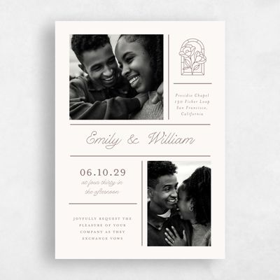 Taupe, Brown Wedding Invitation - Vianne Multiphoto