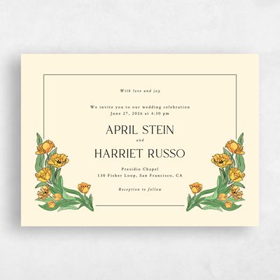 Cream, Yellow Wedding Invitation - Willmore Landscape