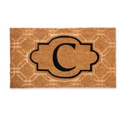Evergreen Embossed Flocked Monogram Letter "C" Door Mat Insert in Black