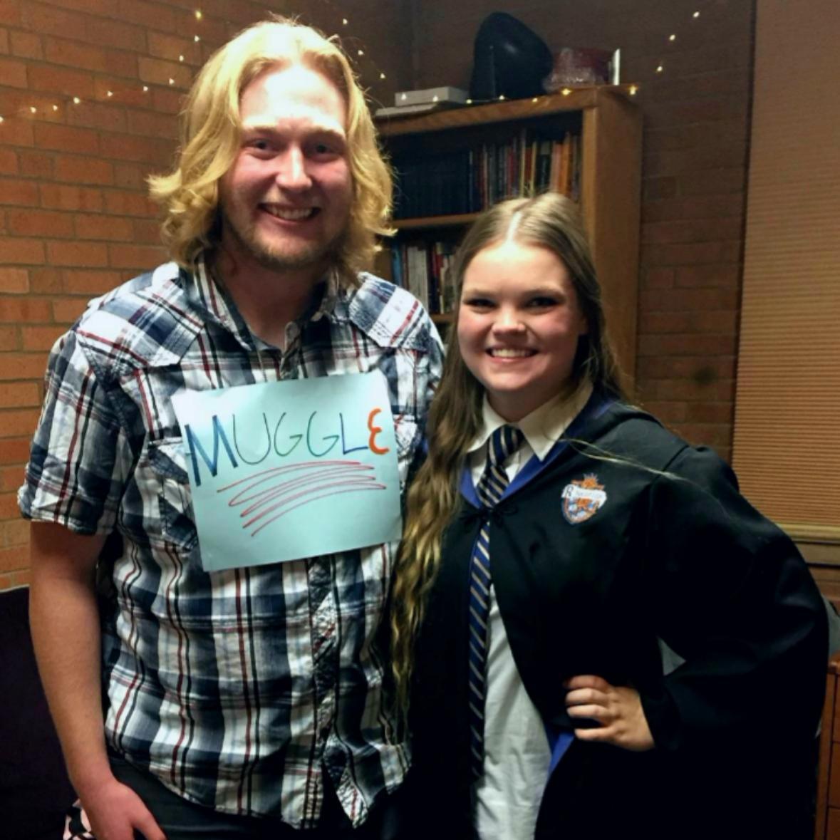 Drew is obsessed with Harry Potter, so Joseph humored her on Halloween