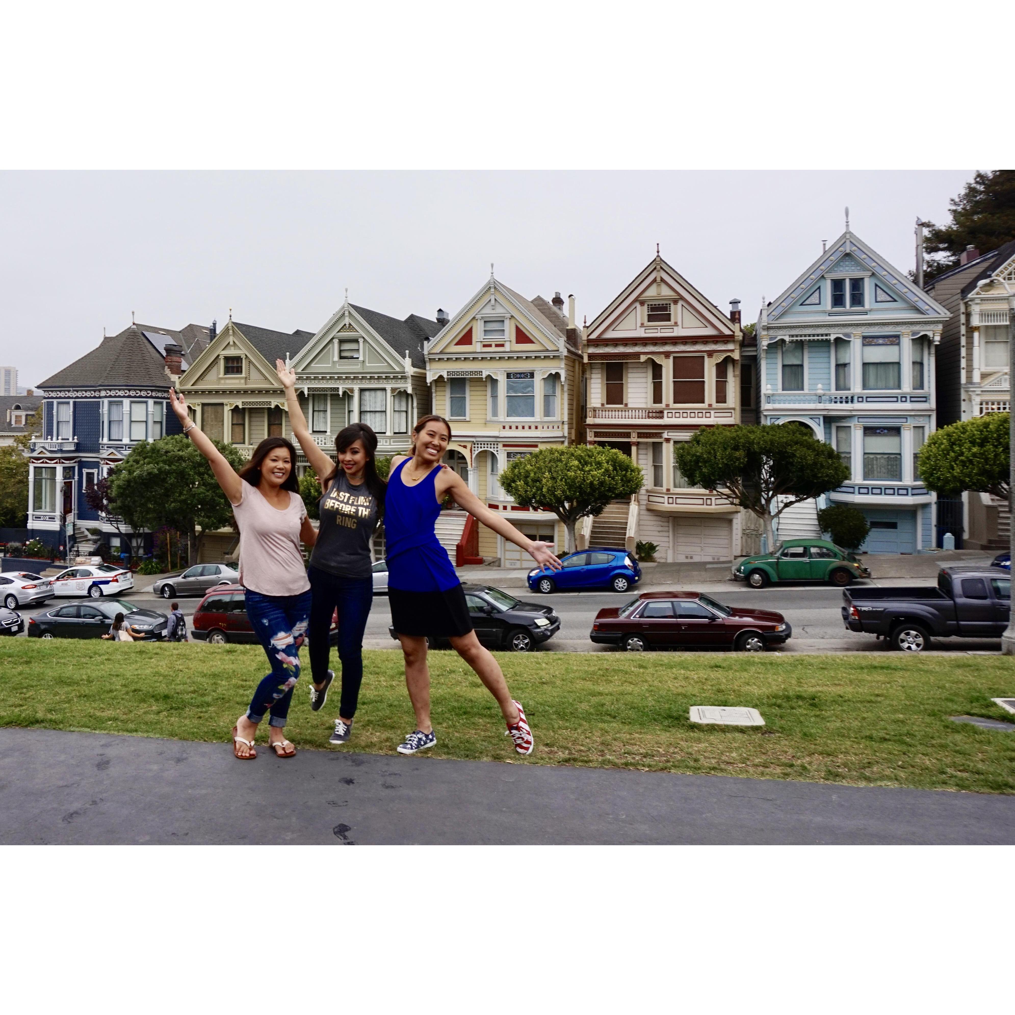 An iconic picture of us girls in front of the painted ladies in San Francisco, California.