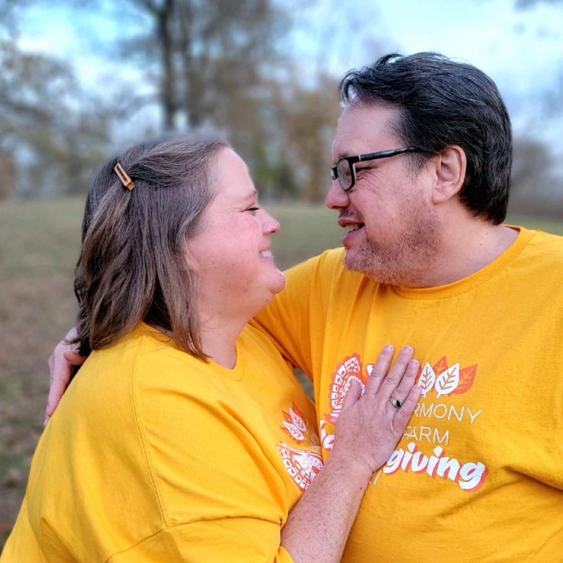Love conquers Covid hair and matching family tees.