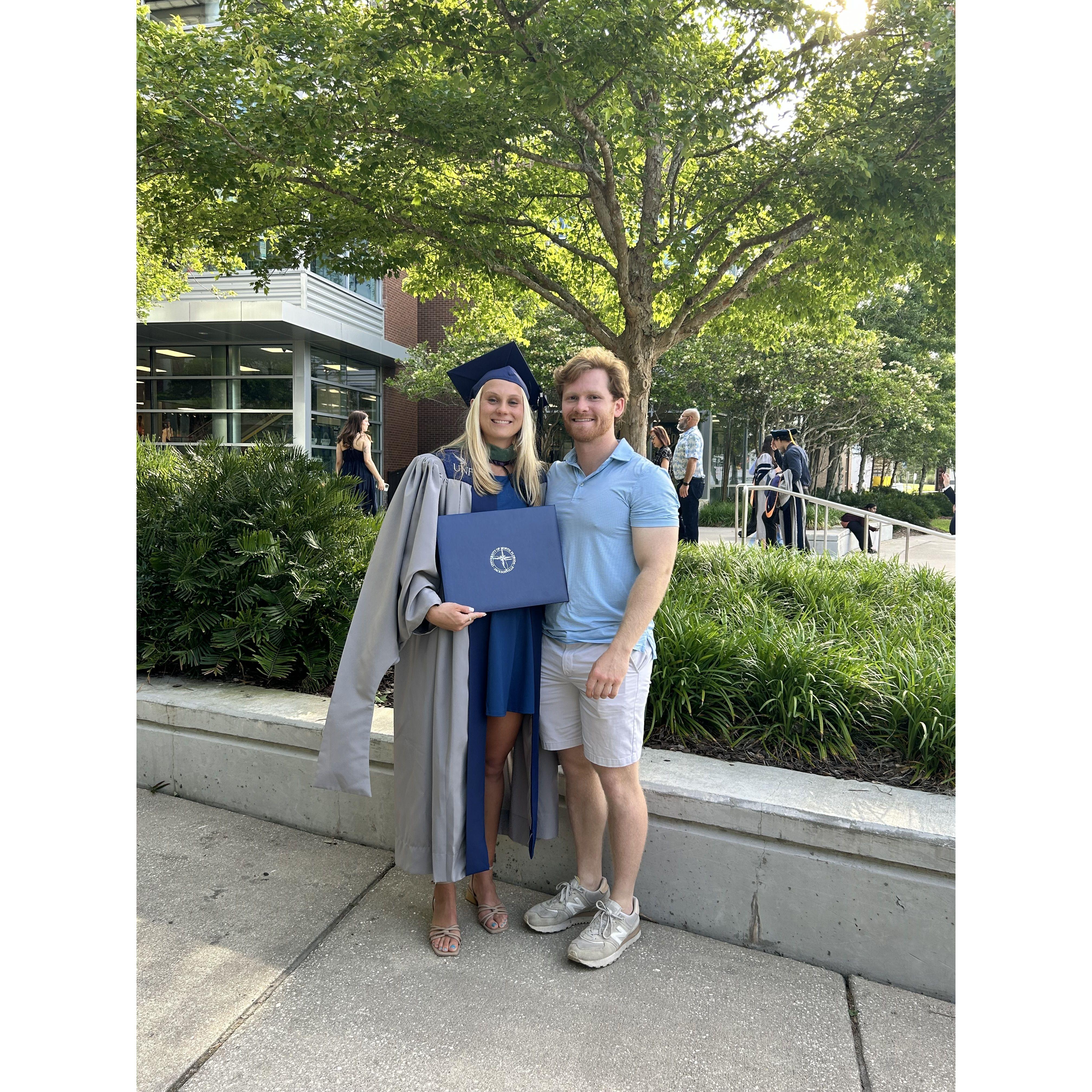 Grace graduated with her Masters in which Joe supported her through every step. A week later, we moved into our first home together (May 2024)