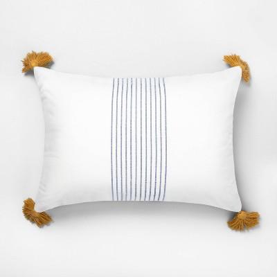 Tassel Throw Pillow Sour Cream / Blue - Hearth & Hand™ with Magnolia
