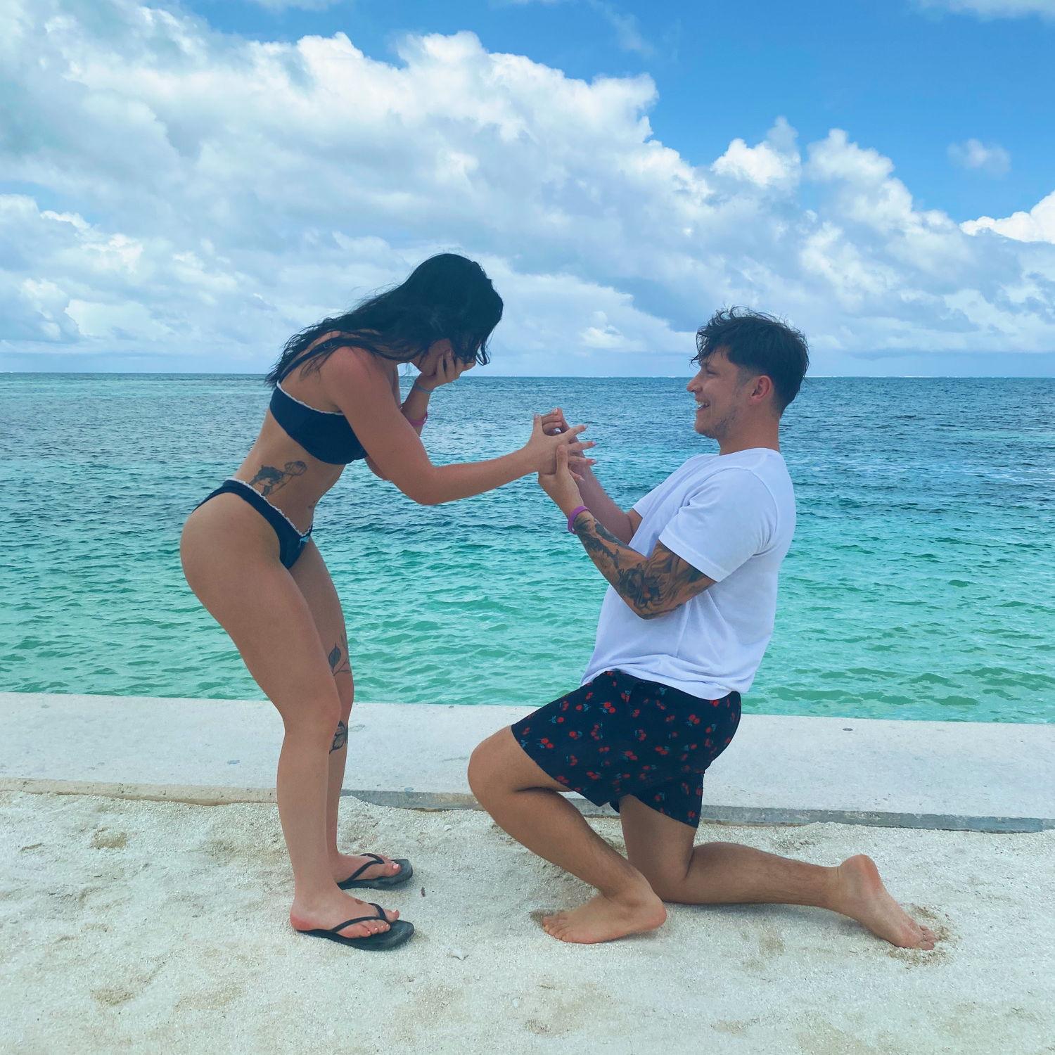 The moment we got engaged... after a day of snorkeling in Belize!!