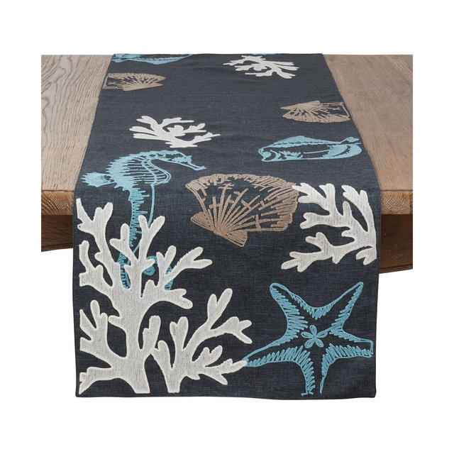 Saro Lifestyle Sea Life Print Table Runner