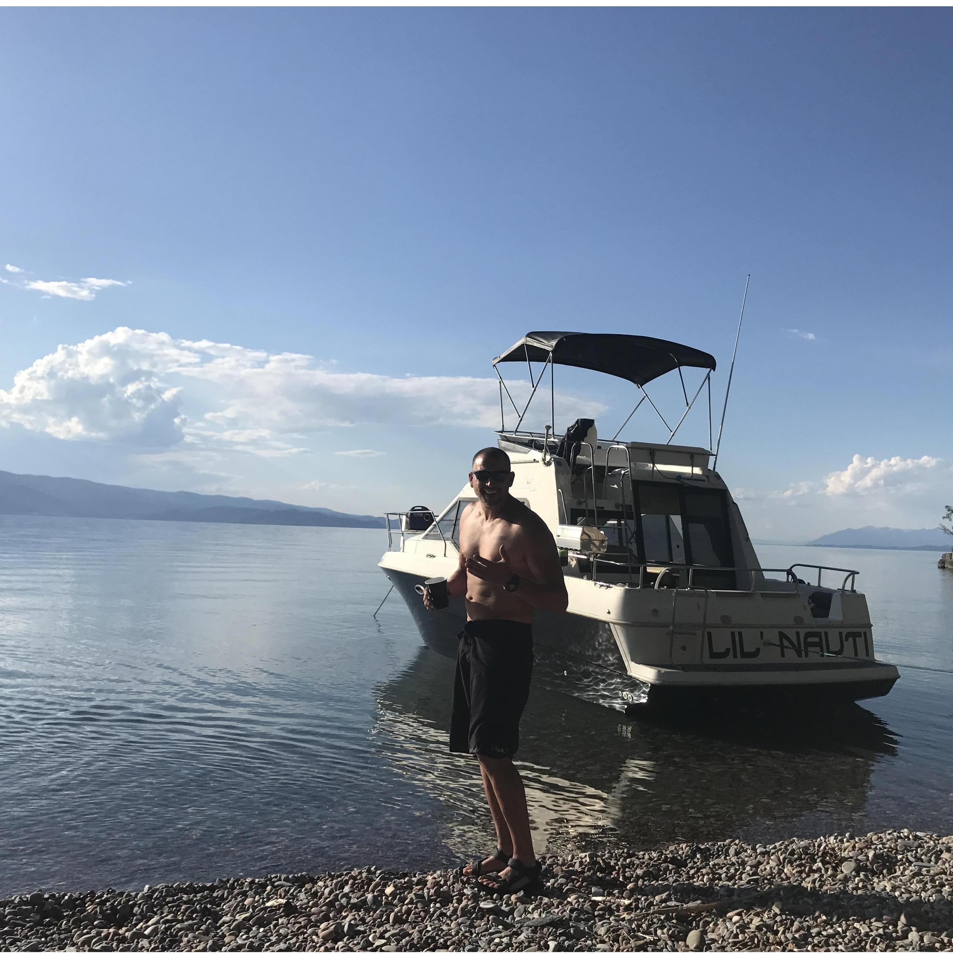 "LIL NAUTI"  AND CAPTAIN STEVE UP AT BIRD ISLAND