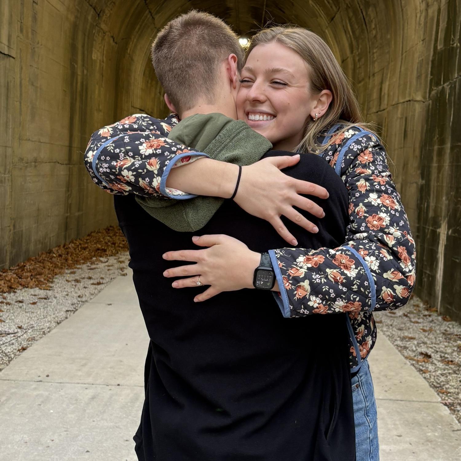 Ian took Hayley on a walk on the Rock Island trail before a "Secret" event. When they got to the end of the tunnel he got on one knee! There was no secret event after, and Ian pulled off a surprise!