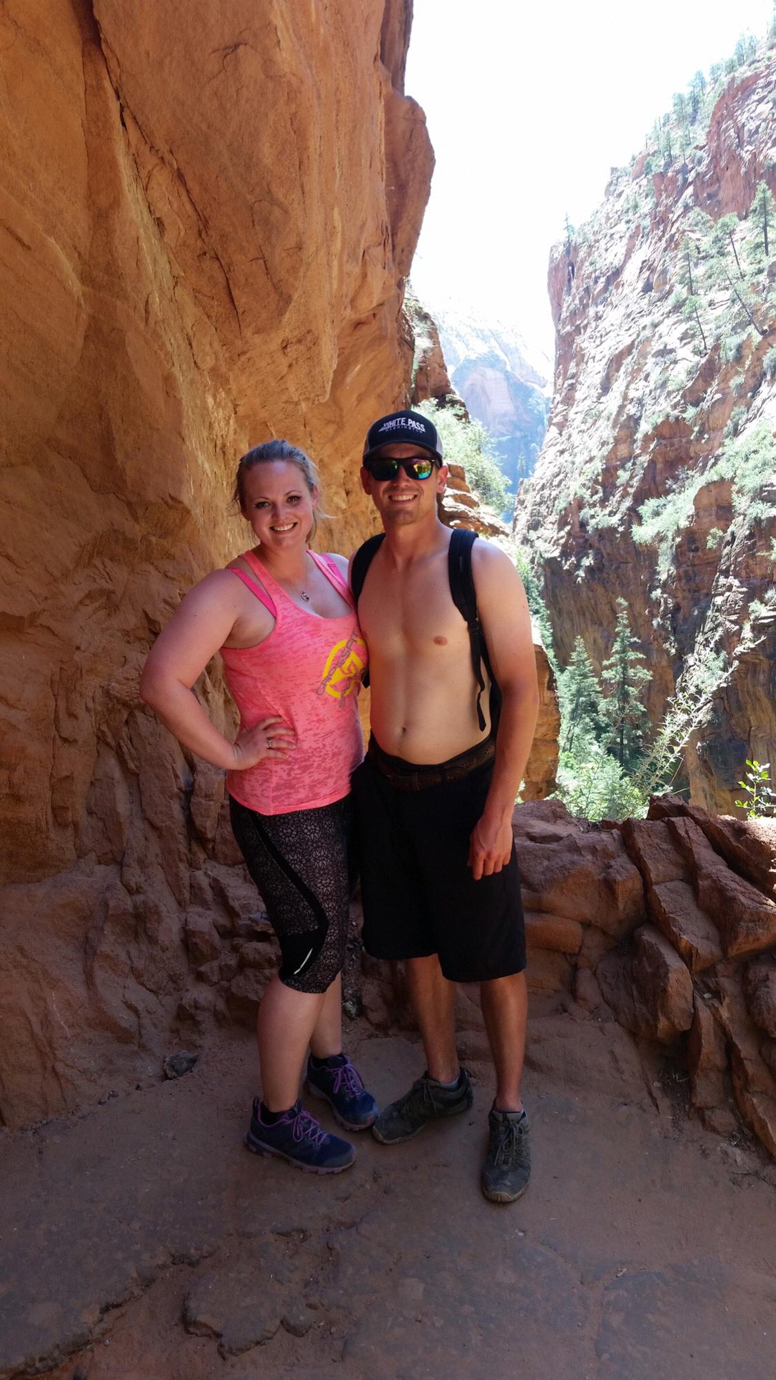 On our way up to the top of Angel's Landing. Zion National Park. Summer 2017.