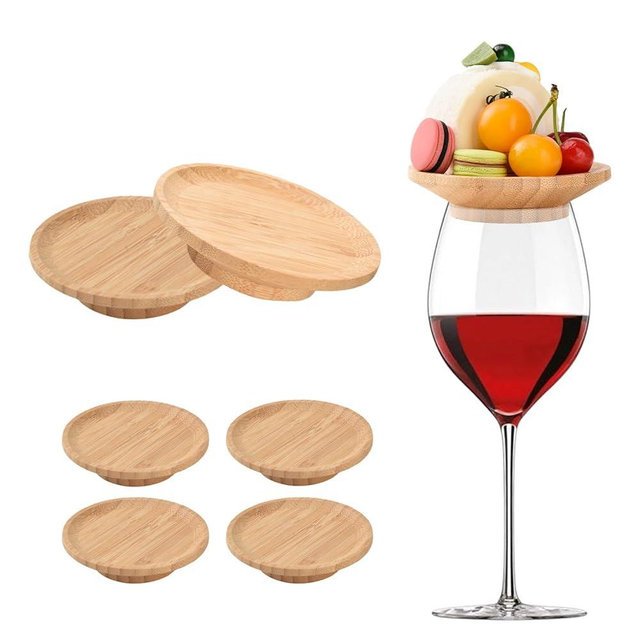 FZMEHL 6 Pcs Wine Glass Charcuterie Topper, Wine Glass Topper Coasters Plate, Wine Glass Charcuterie Board Topper for Family Gatherings, Restaurants, Bars