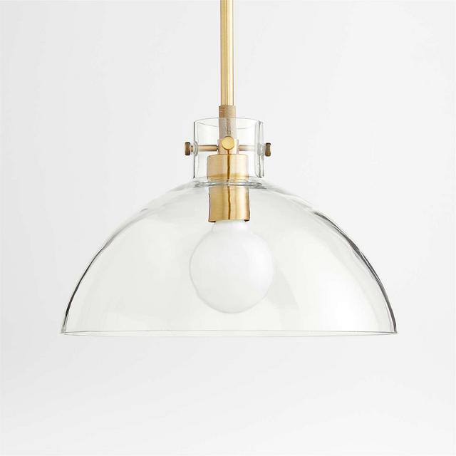 Dakota Brass Pendant Light with Large Clear Glass Dome