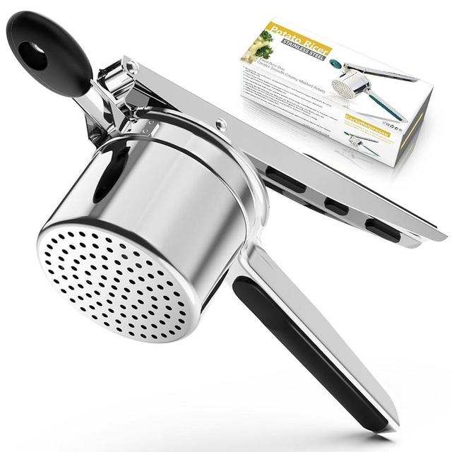 Potato Ricer,Ricer For Mashed Potatoes,15.2oz Heavy Duty Potato Ricer Stainless Steel Make Fluffy Mashed Potatoes,Fixed Ricer Disc Potato Masher Without Messy, With Comfortable Silicone Handle