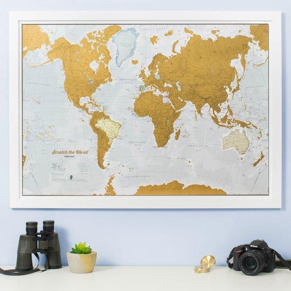 Scratch the World ® - scratch off places you travel map print - gift for him, gift for her, travel gift, gift, wall hanging, home decor