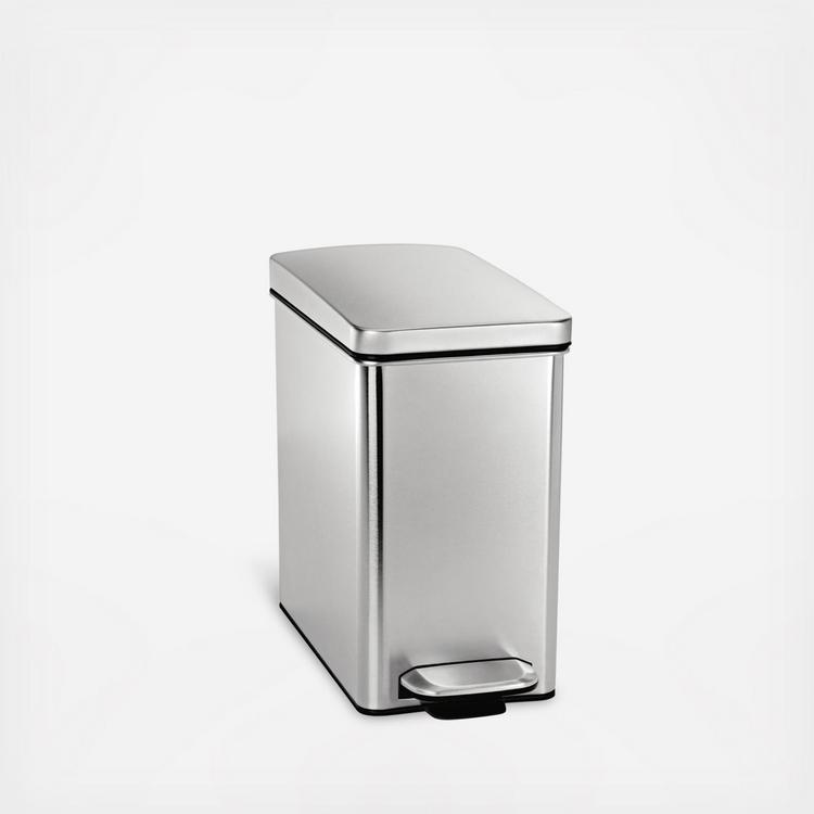 simplehuman Mini Round Step 1.2 Gal Trash Can, Polished Stainless Steel