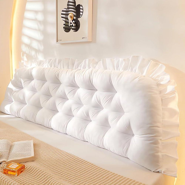 LQdpdd College Dorm Bed Bolster Pillow Long Reading Rectangular Headboard Pillow Backrest Support Cushion for Sitting in Bed Daybed Pillows Soft,White,Cal King/ 180cm