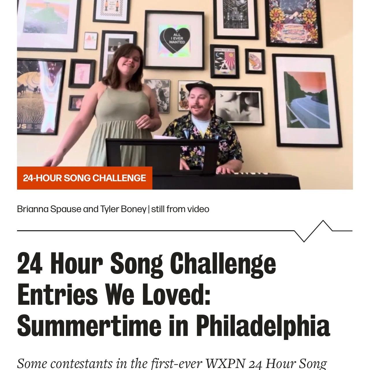 Honorable mention from WXPN for the song we wrote, “Summertime in Philly.” May 2024.