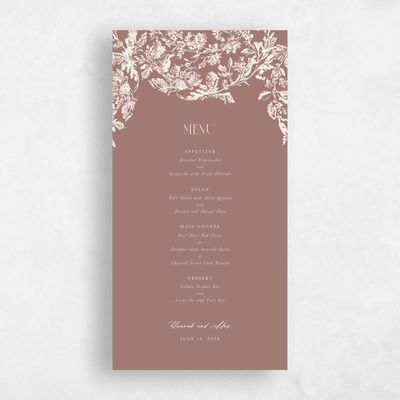 Chestnut, Brown Wedding Menu - Treviso