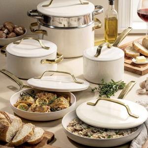 Gotham Steel Modern Collection Cream 11 Piecce Nonstick Ceramic Pots and Pans Cookware Set