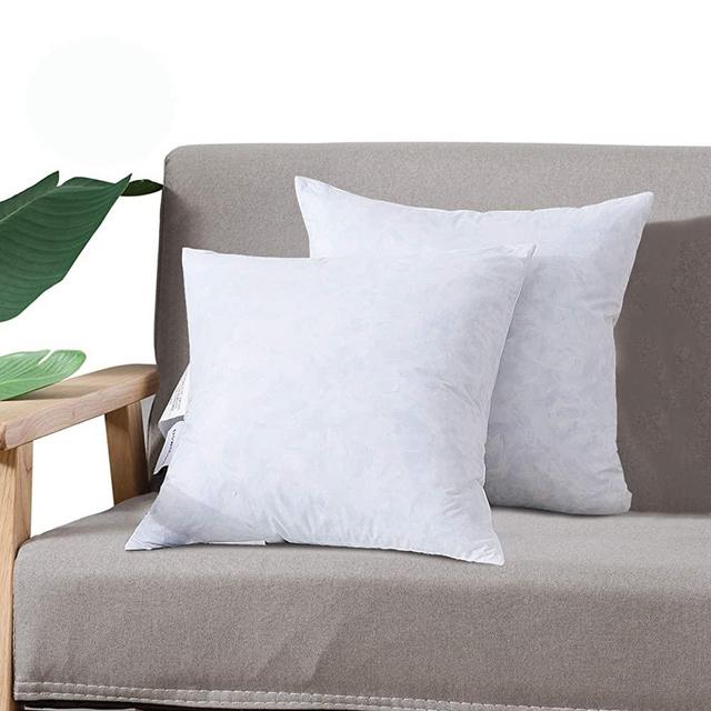 DOWNCOOL 100% Cotton Stuffer Throw Pillow Insert Set of 2, Square Down and Feather Filled Decorative Bed Sofa Insert, 20x20 Inch, White