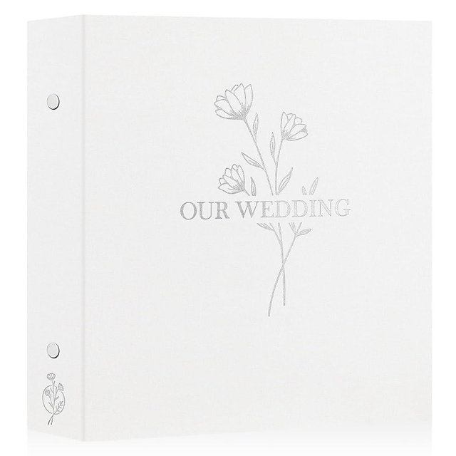 Lanpn Wedding Photo Album 4x6 1000 Pocket Photos Slip in, Linen Cover Large Capacity Newlywed Marriage Album Hold 1000 Horizontal Vertical Photos (Flower, White)