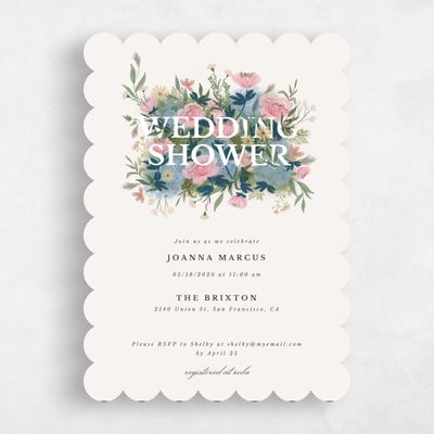 Beige Scalloped Wedding Wedding Shower Invitation - Laurelwood Type